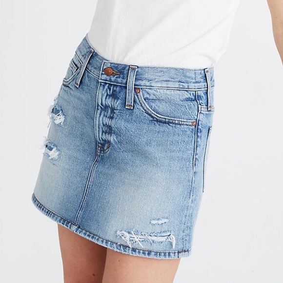 NEW Madewell Denim Jean Mini Skirt Distressed 30 - Picture 3 of 9